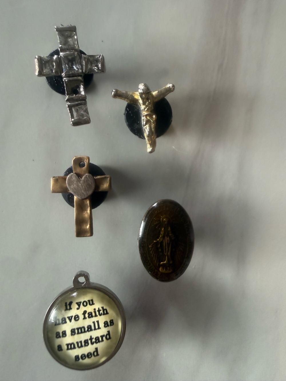 Croc Charms, Set of 5 Religious Metal Charms